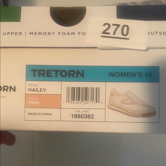 Women’s Hailey Style Tretorn Cream, Pink and Tan Lace-Up Sneakers NEW in box. - Picture 8 of 8